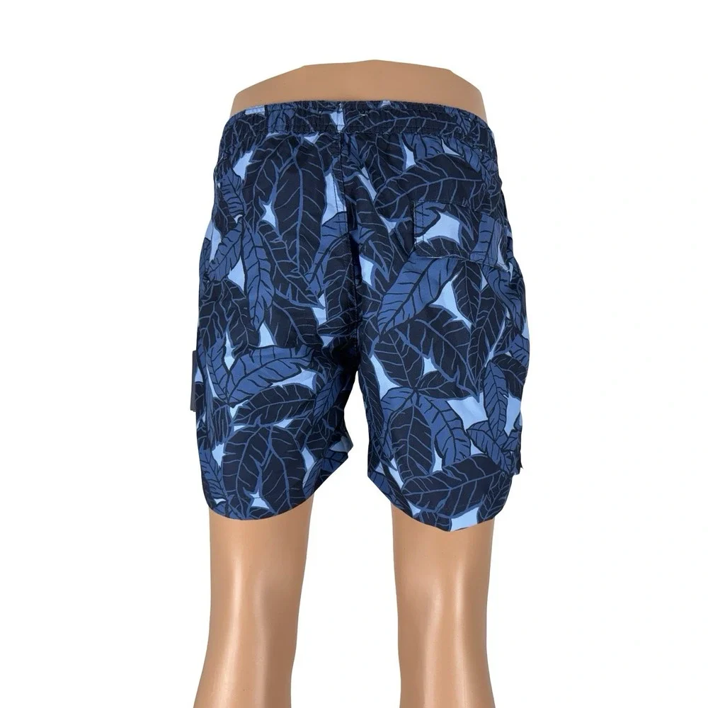Onia Mens Medium Swim Shorts Calder 5 E Floral Blue Safari Leaves Polyester NWT
